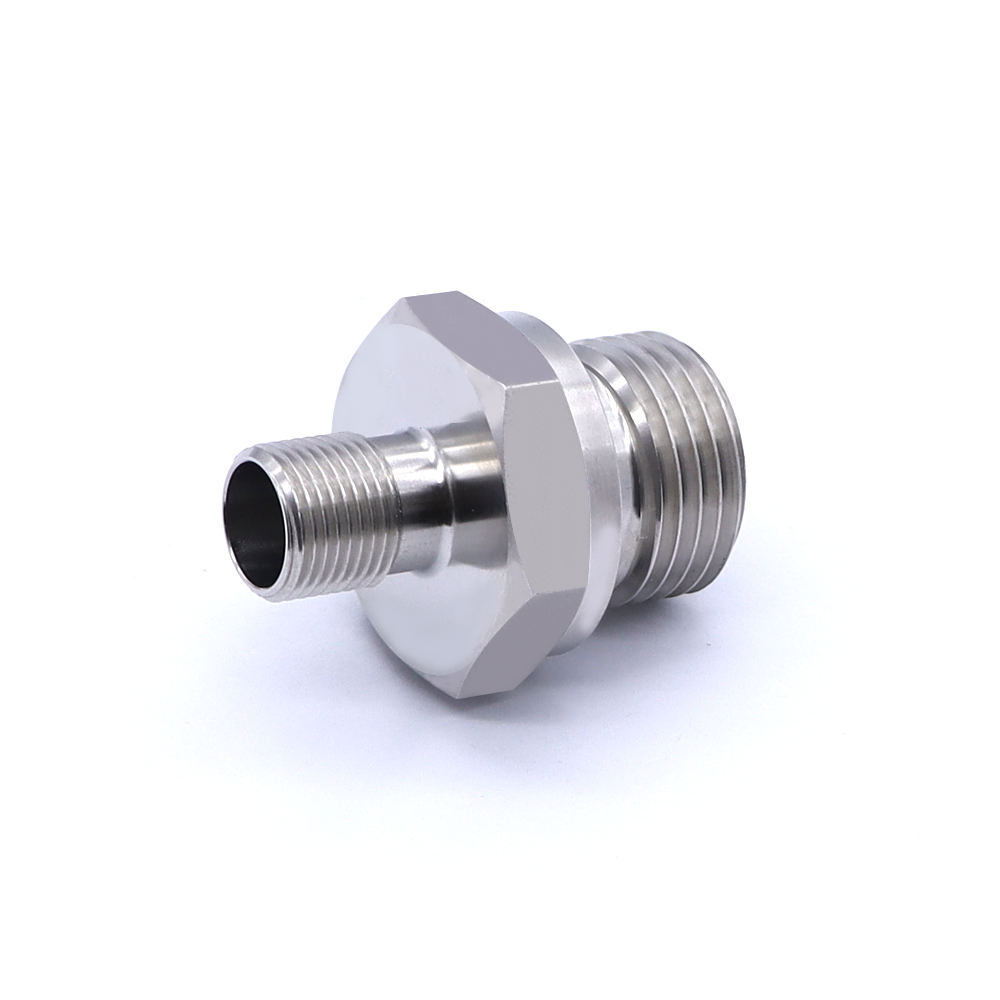 CNC turned hexagonal M6 stainless steel sensor fitting